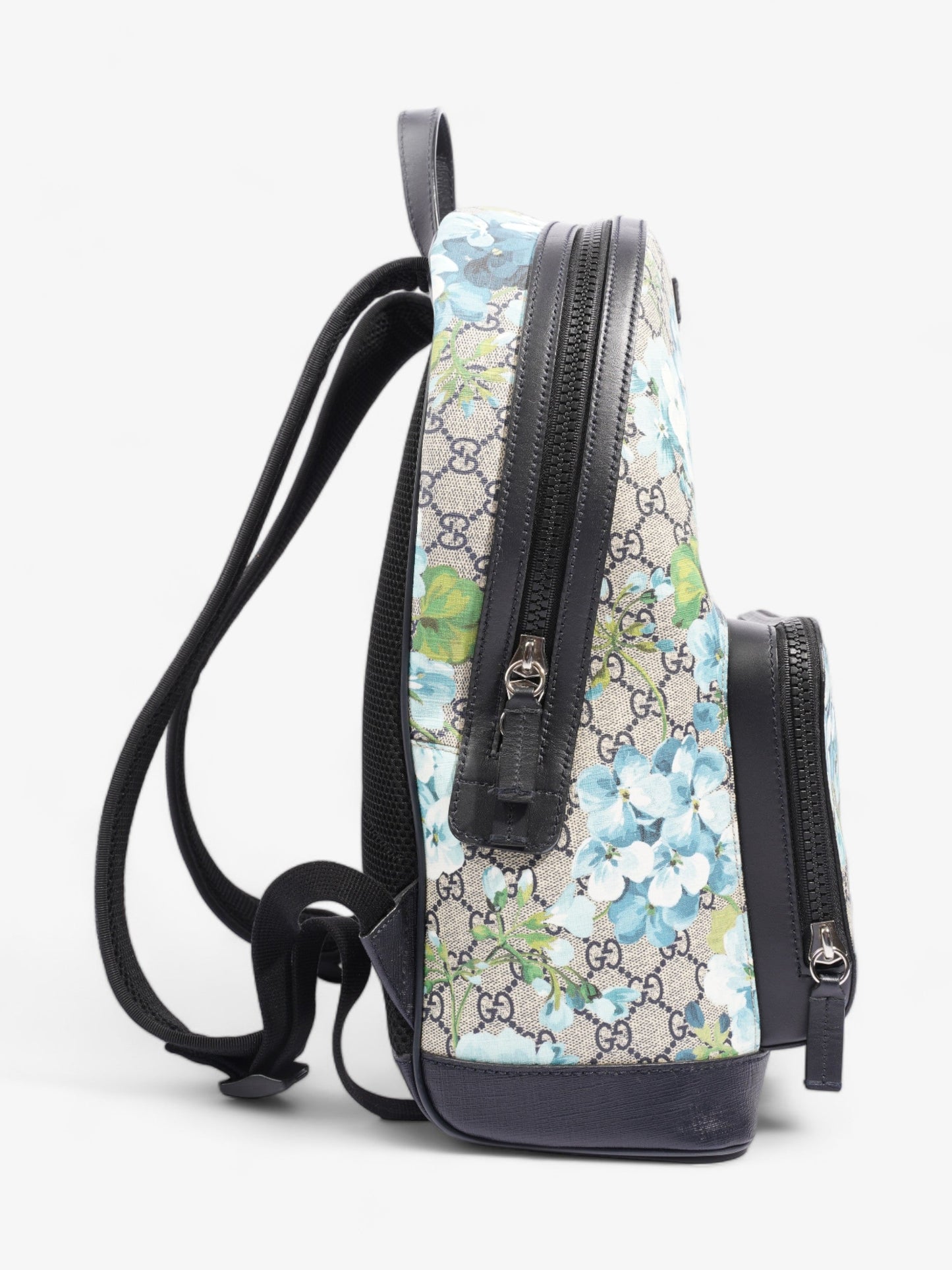 Gucci Blooms Backpack Blue Floral GG Supreme Coated Canvas