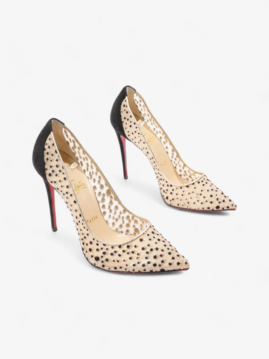 Follie Lace Pointed Toe Heel 110mm Beige / Black Mesh EU 39.5 UK 6.5