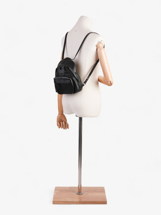 Stella McCartney Logo Embossed Backpack Black Vegan Leather Mini