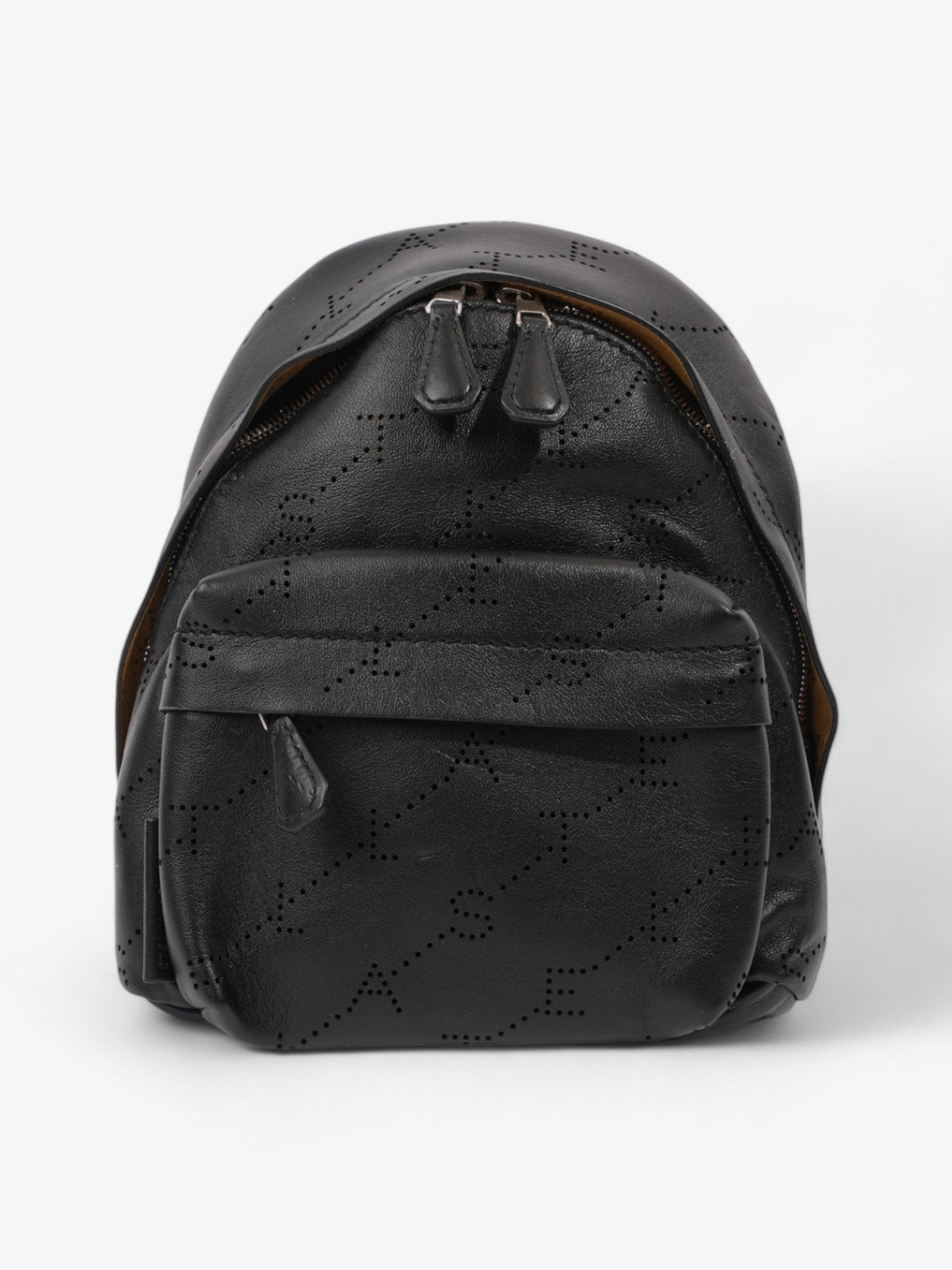 Stella McCartney Logo Embossed Backpack Black Vegan Leather Mini