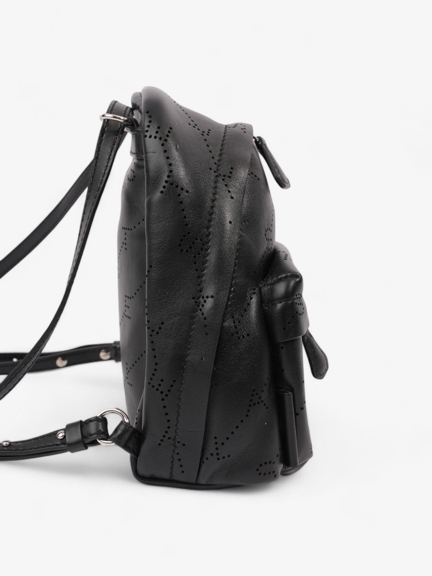 Stella McCartney Logo Embossed Backpack Black Vegan Leather Mini