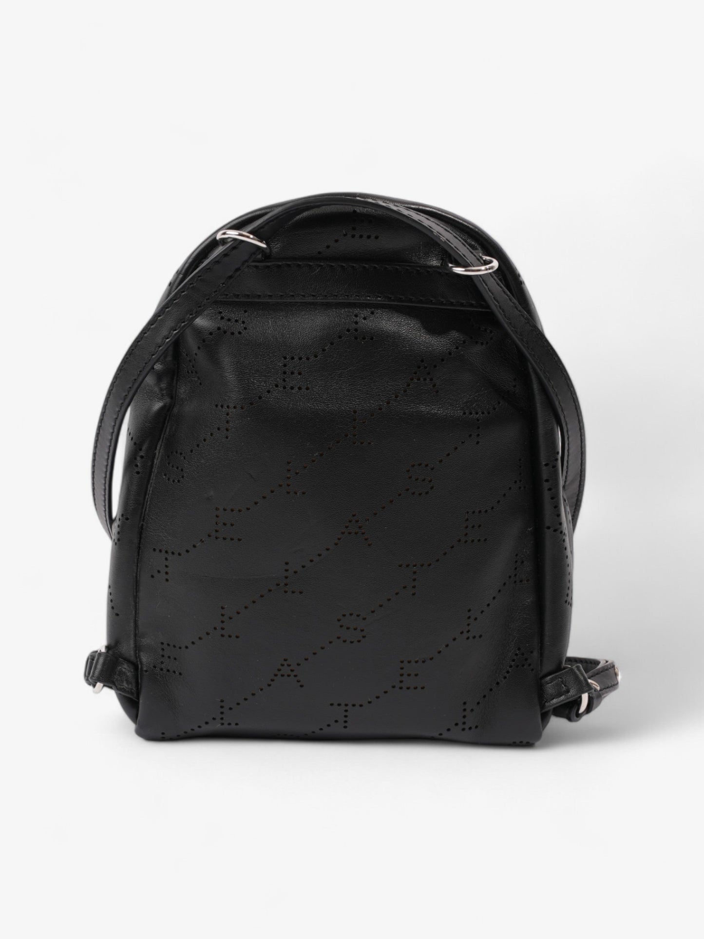 Stella McCartney Logo Embossed Backpack Black Vegan Leather Mini