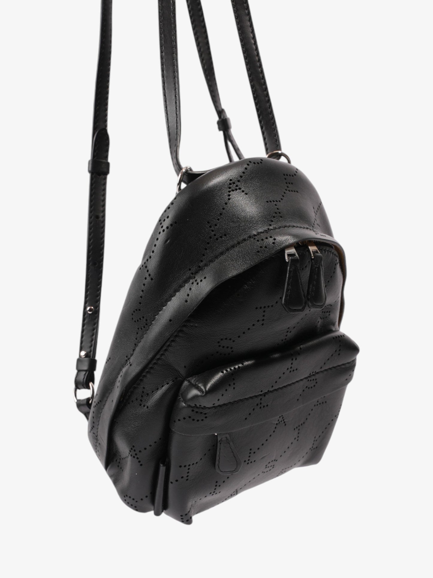 Stella McCartney Logo Embossed Backpack Black Vegan Leather Mini