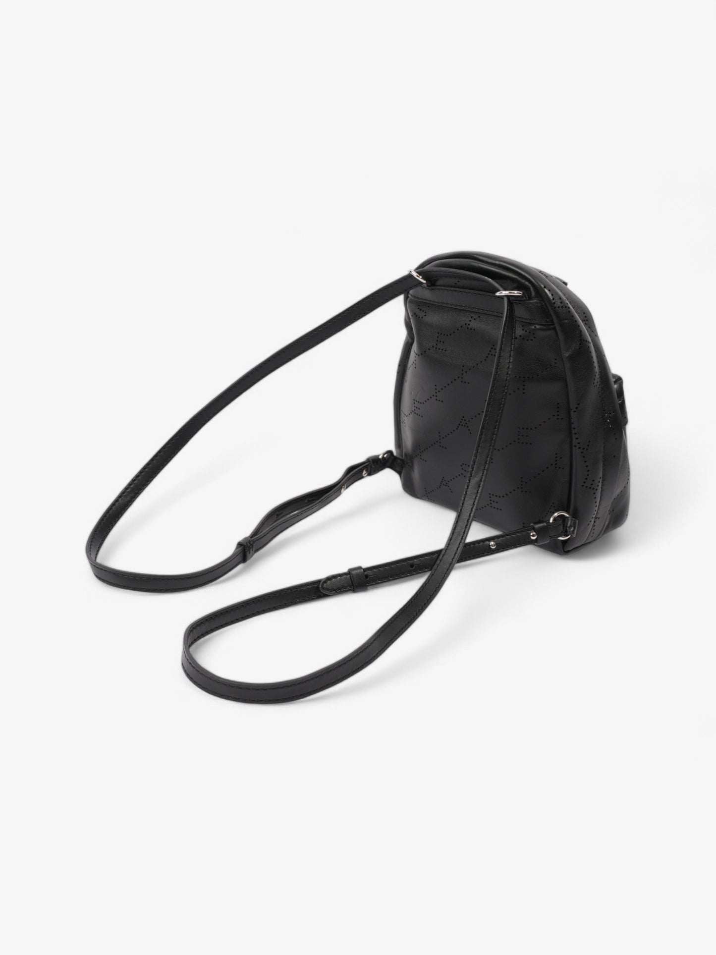Stella McCartney Logo Embossed Backpack Black Vegan Leather Mini