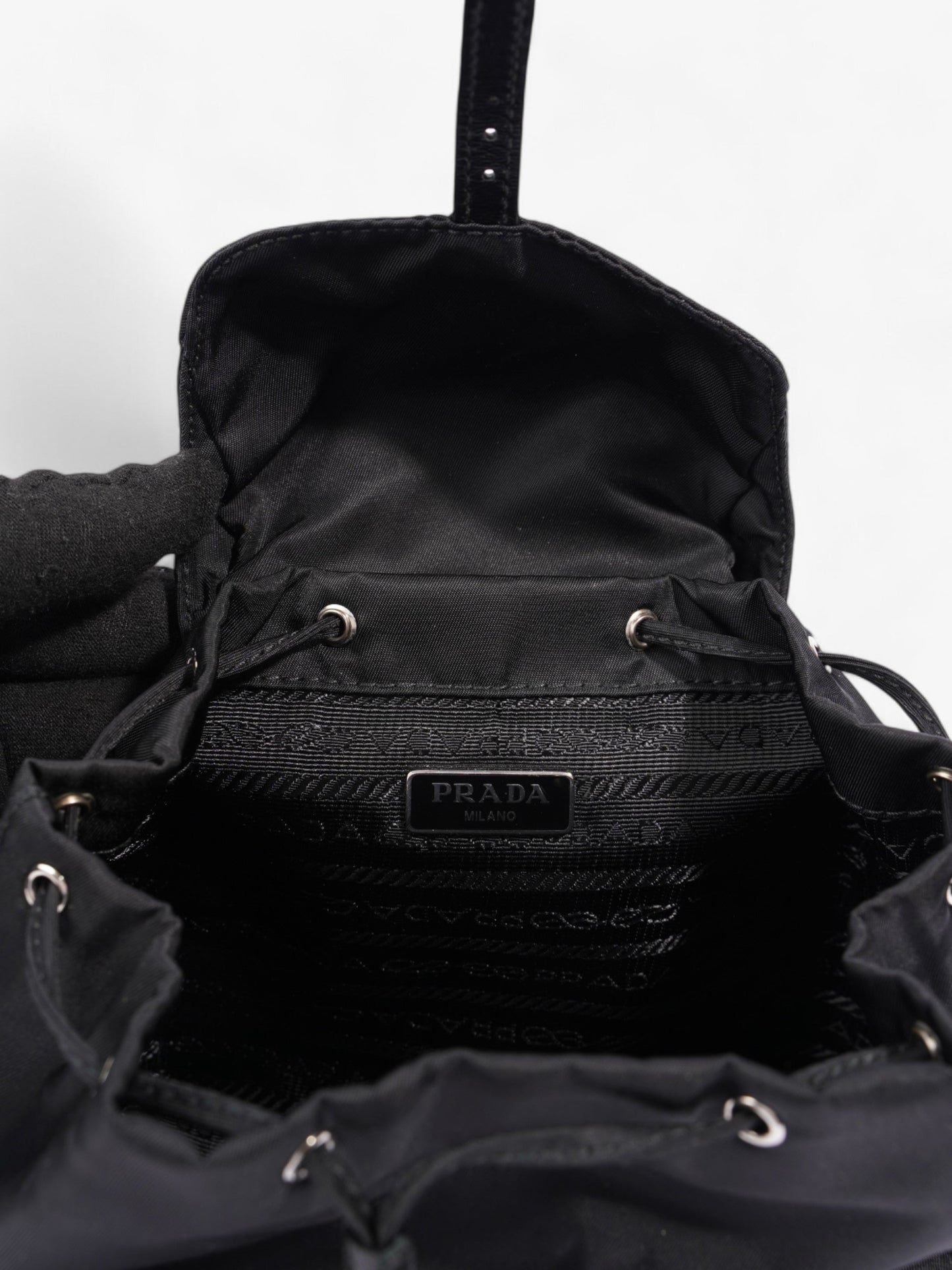 Prada Vela Backpack Black Nylon Mini