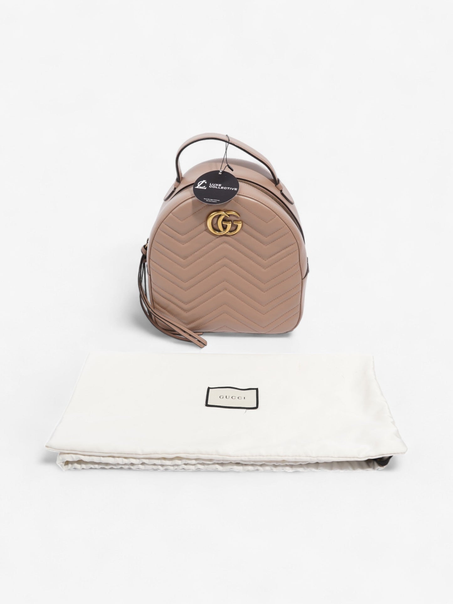 Gucci GG Marmont Backpack Dusty Pink Matelasse Leather