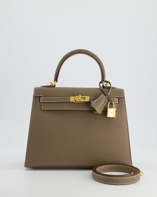 *HOLY GRAIL* Hermès Kelly 25cm spectre shops in Etoupe Epsom Leather and Gold Hardware