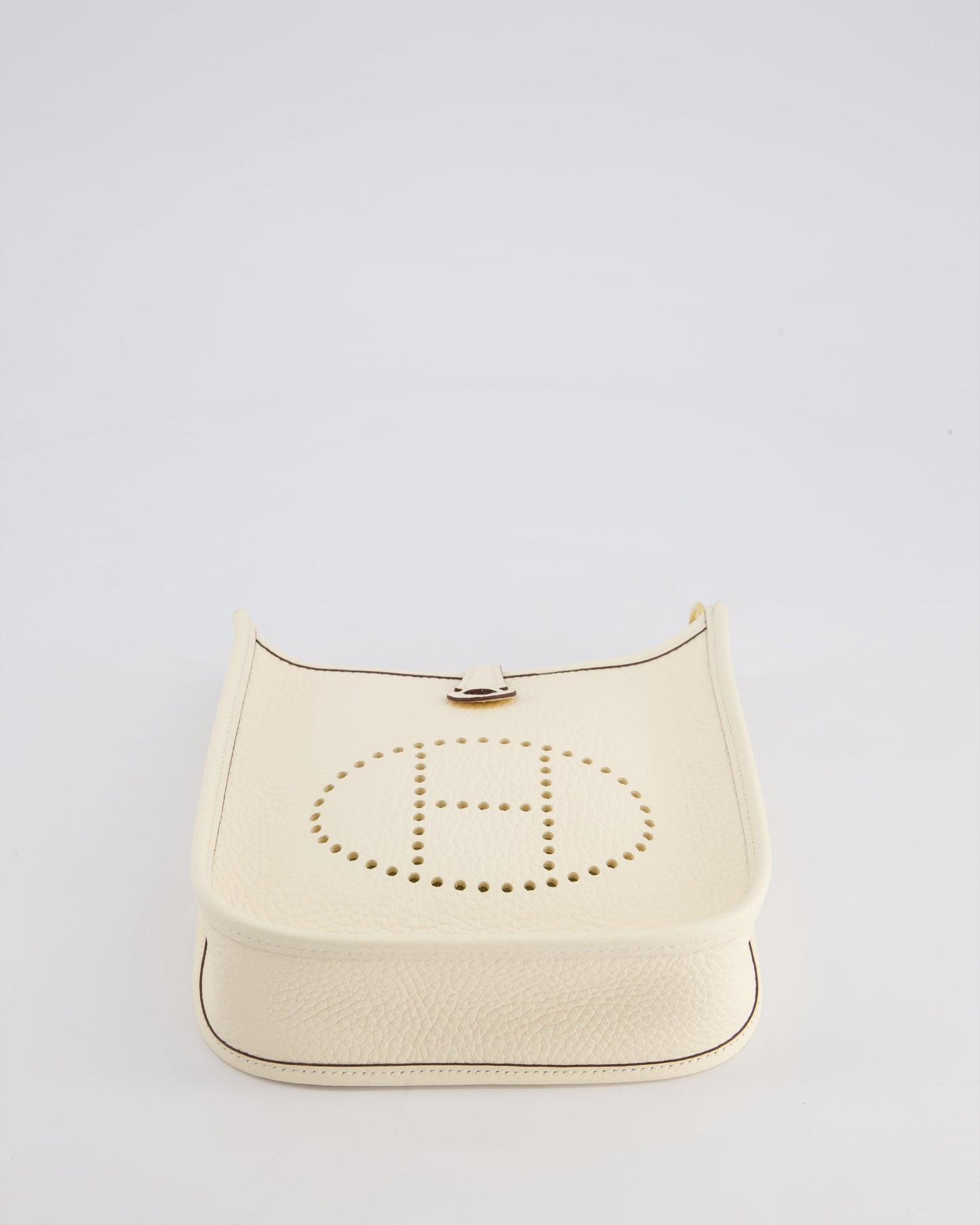 *HOT* Hermès Mini Evelyne 16 Bag in Nata Clemence Leather with Gold Hardware & Nata Sangle Wooly Unicolore Strap