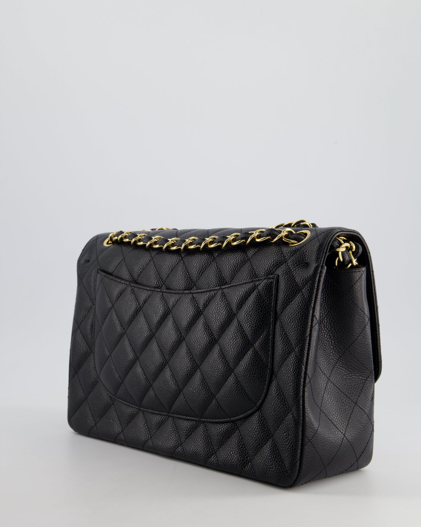 *AMAZING CONDITION* Chanel Black Jumbo Classic Double Flap Bag in Caviar Leather with Gold Hardware