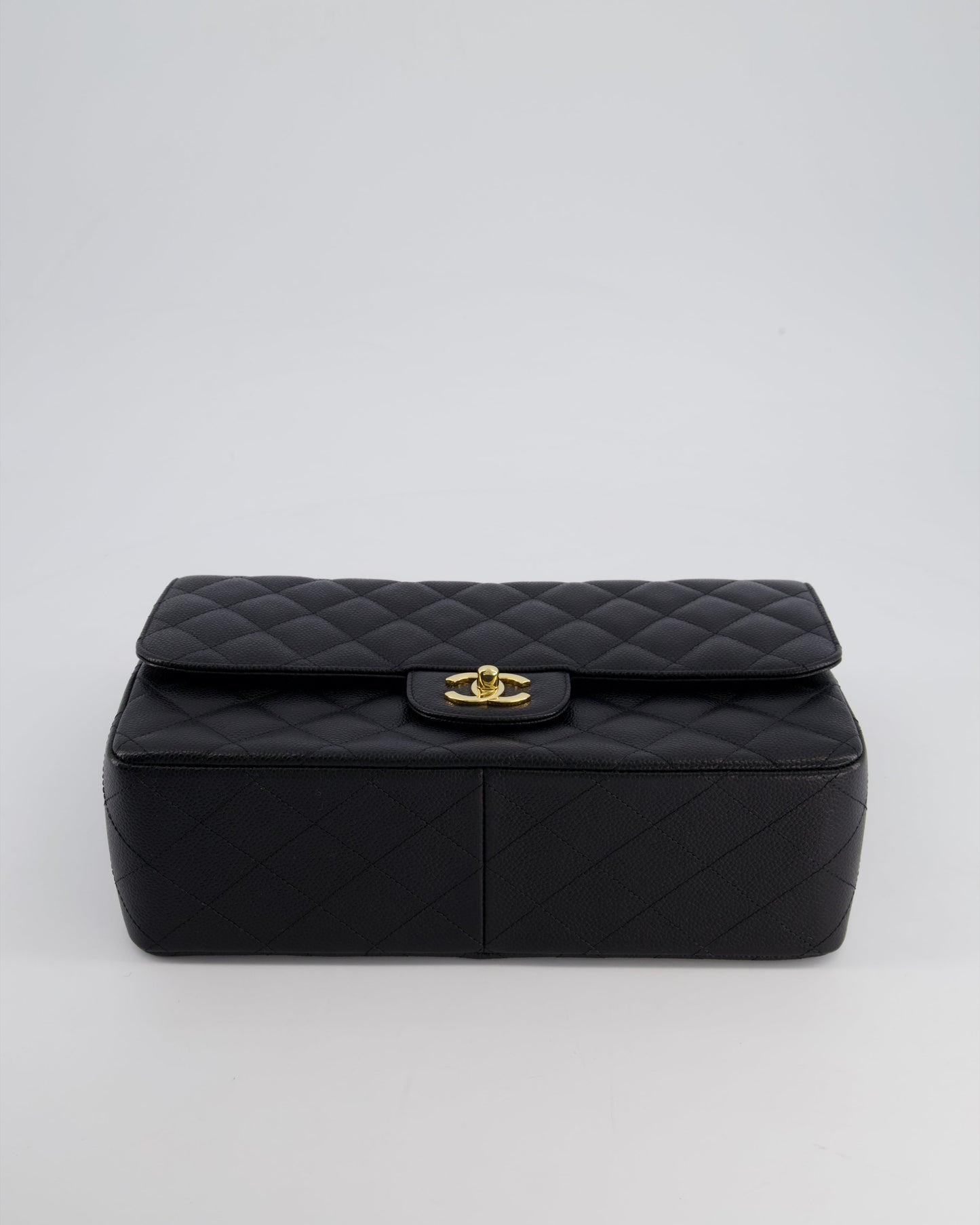 *AMAZING CONDITION* Chanel Black Jumbo Classic Double Flap Bag in Caviar Leather with Gold Hardware