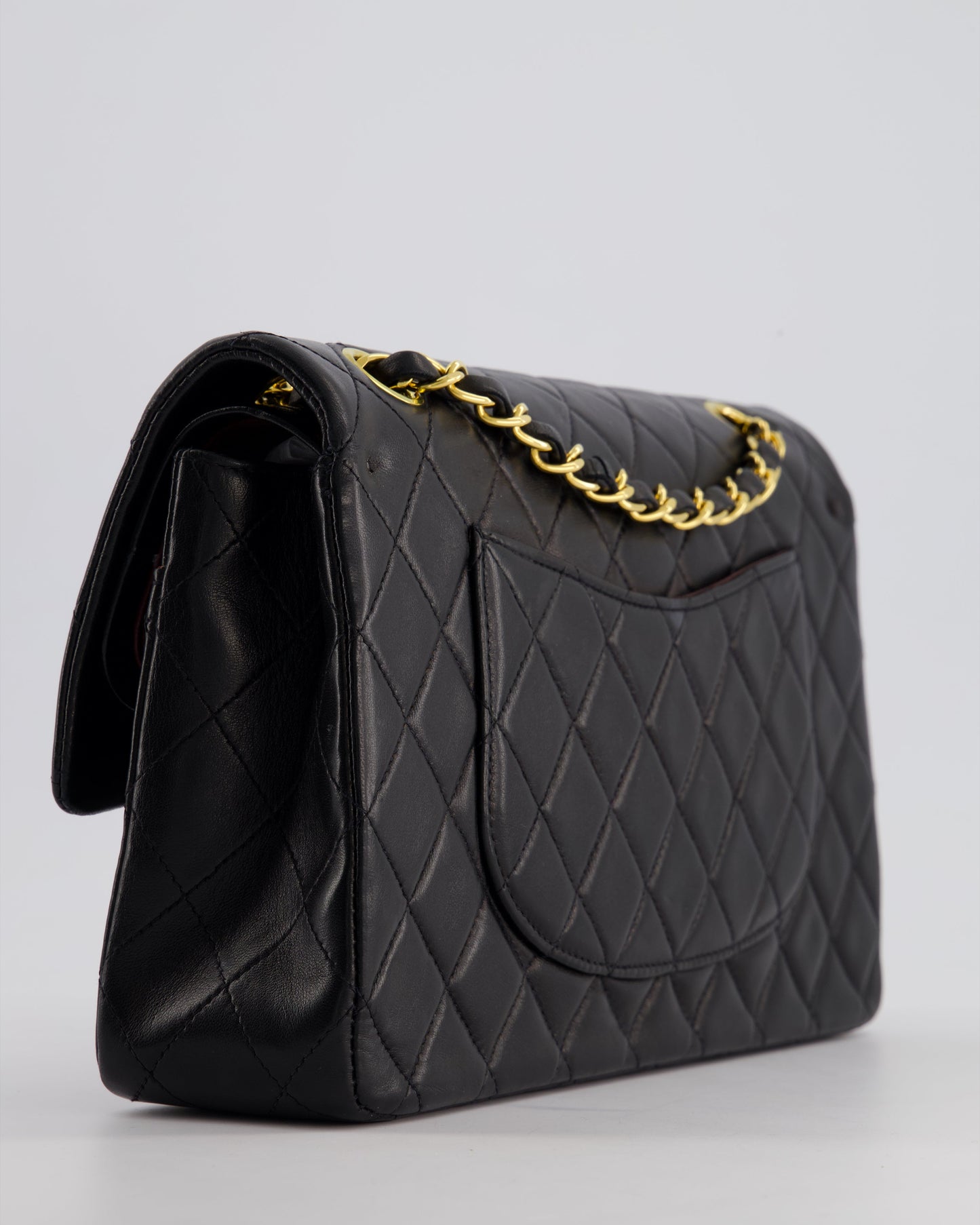 *AMAZING CONDITION* Chanel Black Vintage Classic Medium Double Flap Bag in Lambskin Leather with 24K Gold Hardware