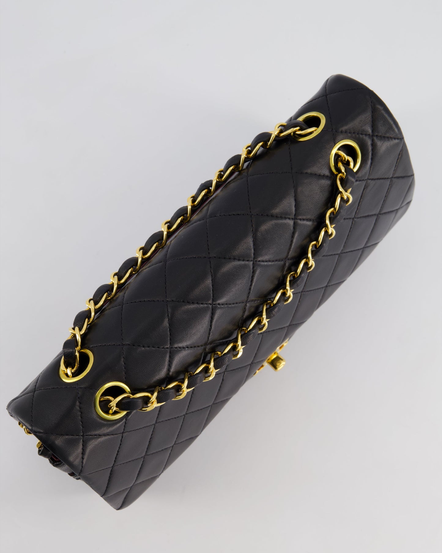 *AMAZING CONDITION* Chanel Black Vintage Classic Medium Double Flap Bag in Lambskin Leather with 24K Gold Hardware