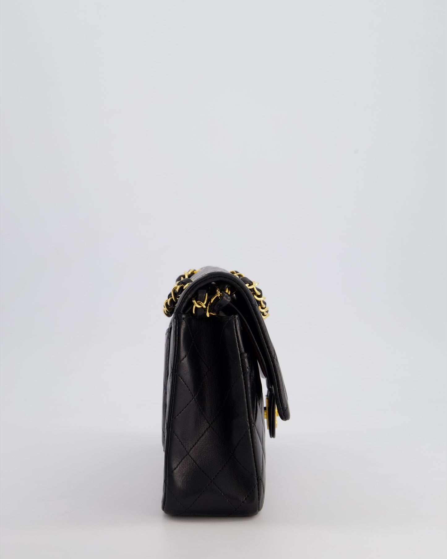 *AMAZING CONDITION* Chanel Black Vintage Classic Medium Double Flap Bag in Lambskin Leather with 24K Gold Hardware