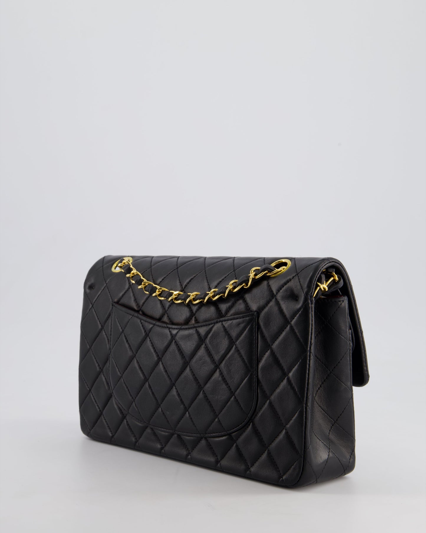 *AMAZING CONDITION* Chanel Black Vintage Classic Medium Double Flap Bag in Lambskin Leather with 24K Gold Hardware