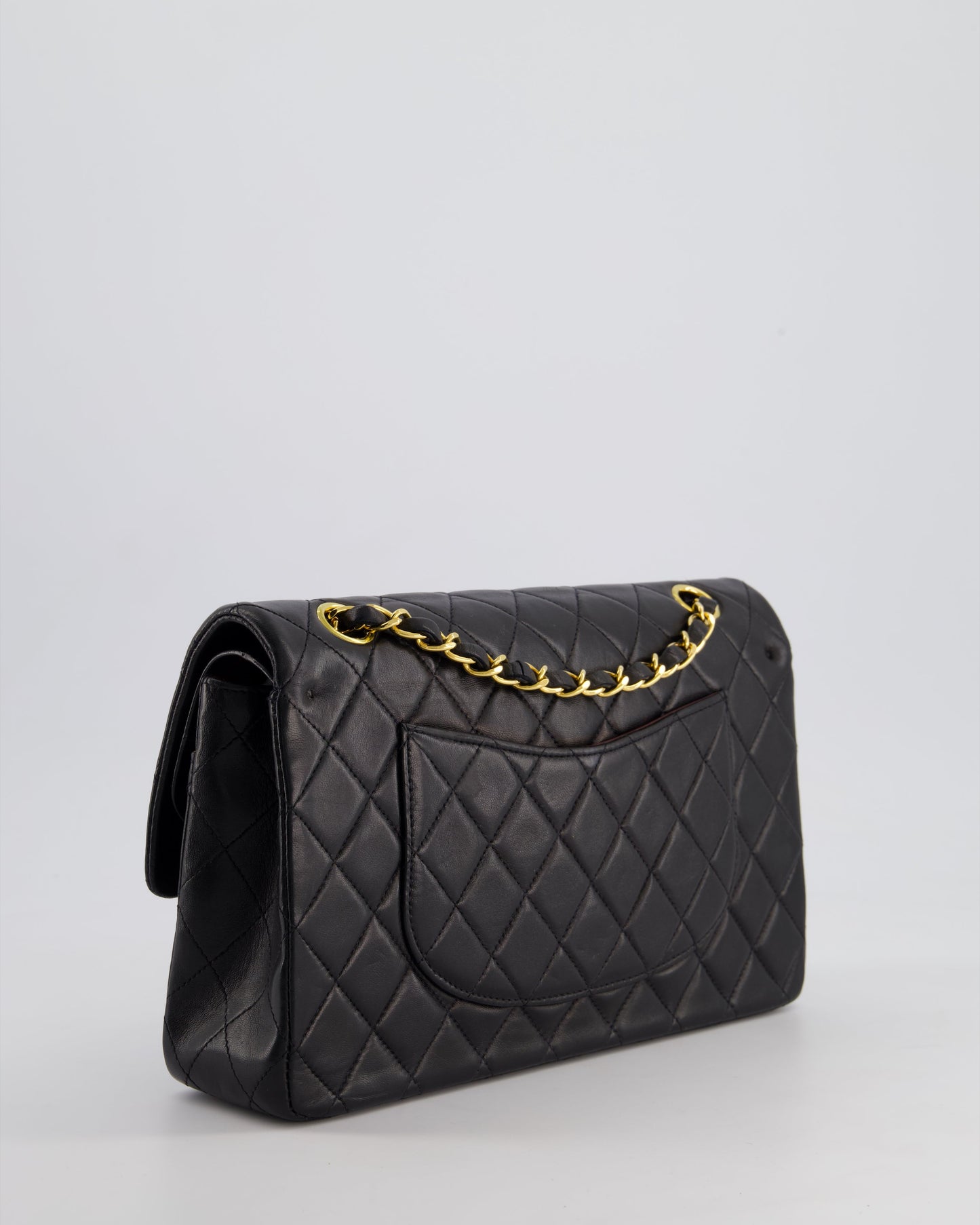 *AMAZING CONDITION* Chanel Black Vintage Classic Medium Double Flap Bag in Lambskin Leather with 24K Gold Hardware