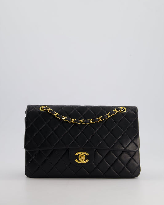 *AMAZING CONDITION* Chanel Black Vintage Classic Medium Double Flap Bag in Lambskin Leather with 24K Gold Hardware