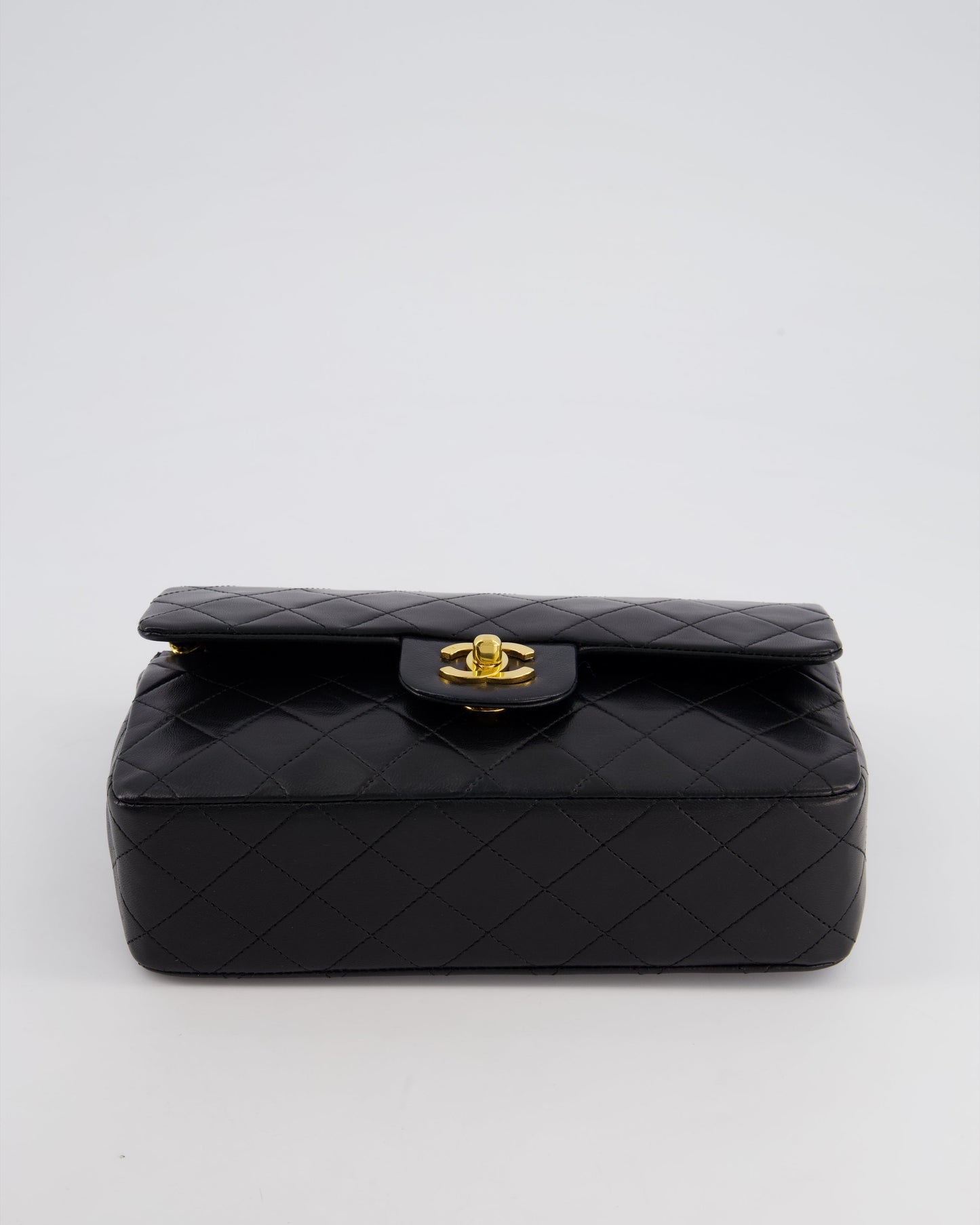 *AMAZING CONDITION* Chanel Black Vintage Classic Small Double Flap Bag in Lambskin Leather with 24K Gold Hardware