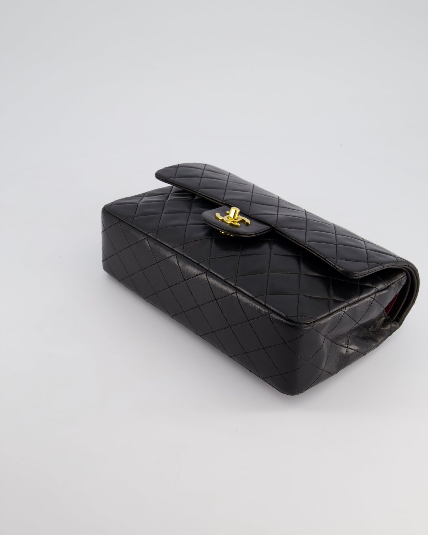 *AMAZING CONDITION* Chanel Black Vintage Classic Medium Double Flap Bag in Lambskin Leather with 24K Gold Hardware