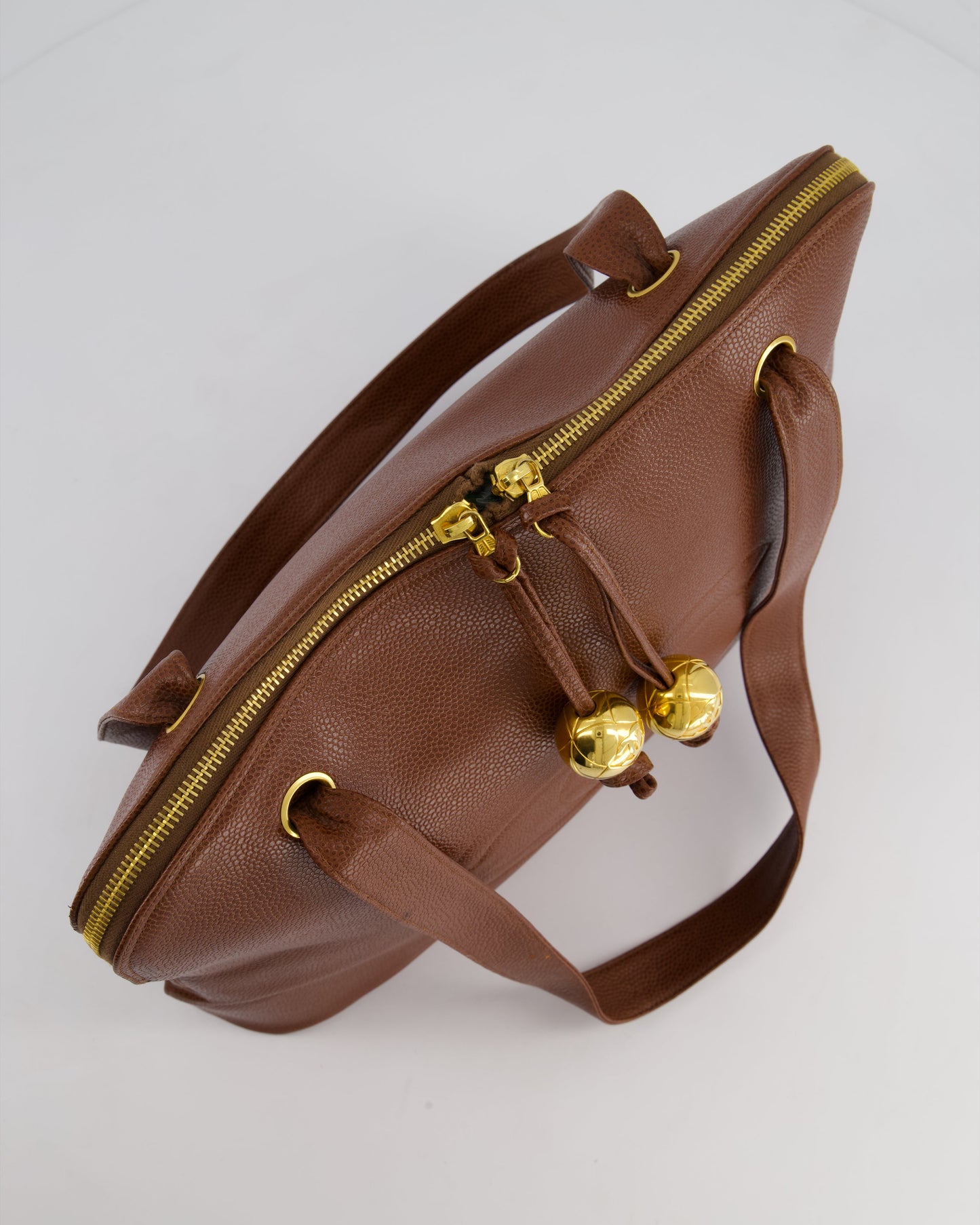 *FIRE PRICE* Chanel Brown Vintage Tote Shoulder Bag in Caviar Leather with Gold Hardware