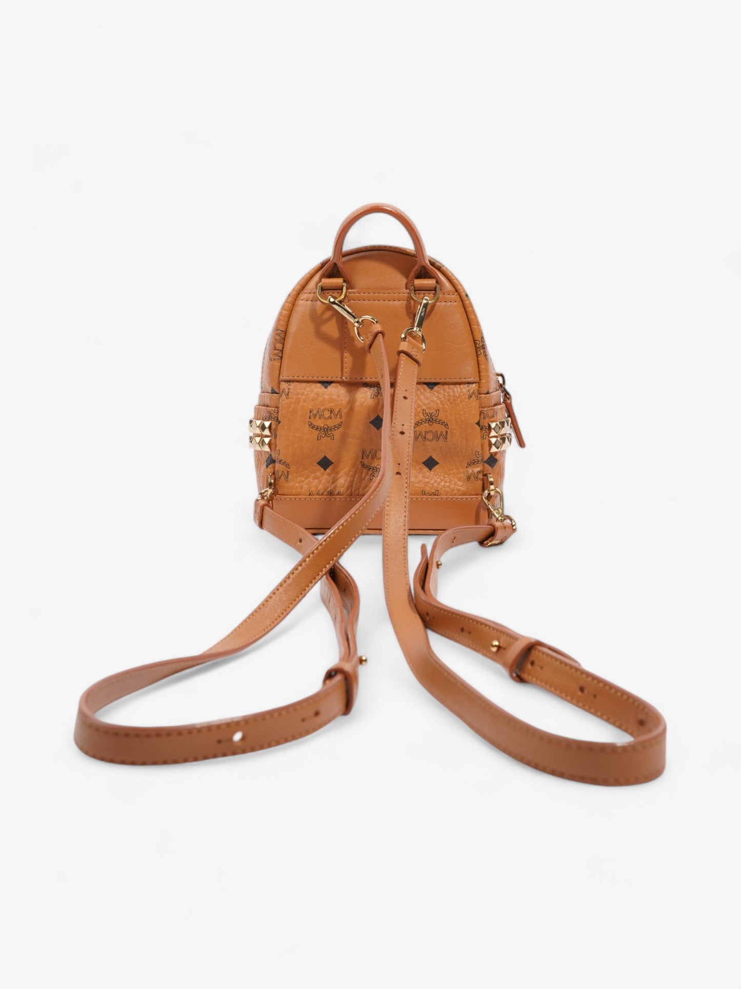 MCM Stark Backpack Light Brown / Black Coated Canvas Mini
