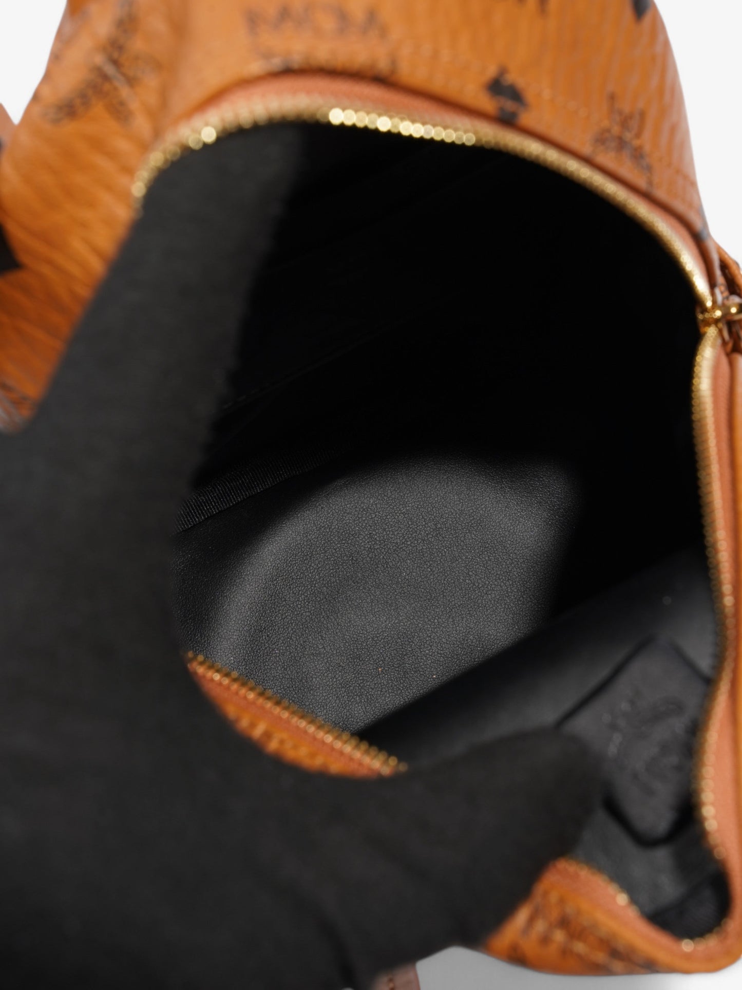 MCM Stark Backpack Light Brown / Black Coated Canvas Mini