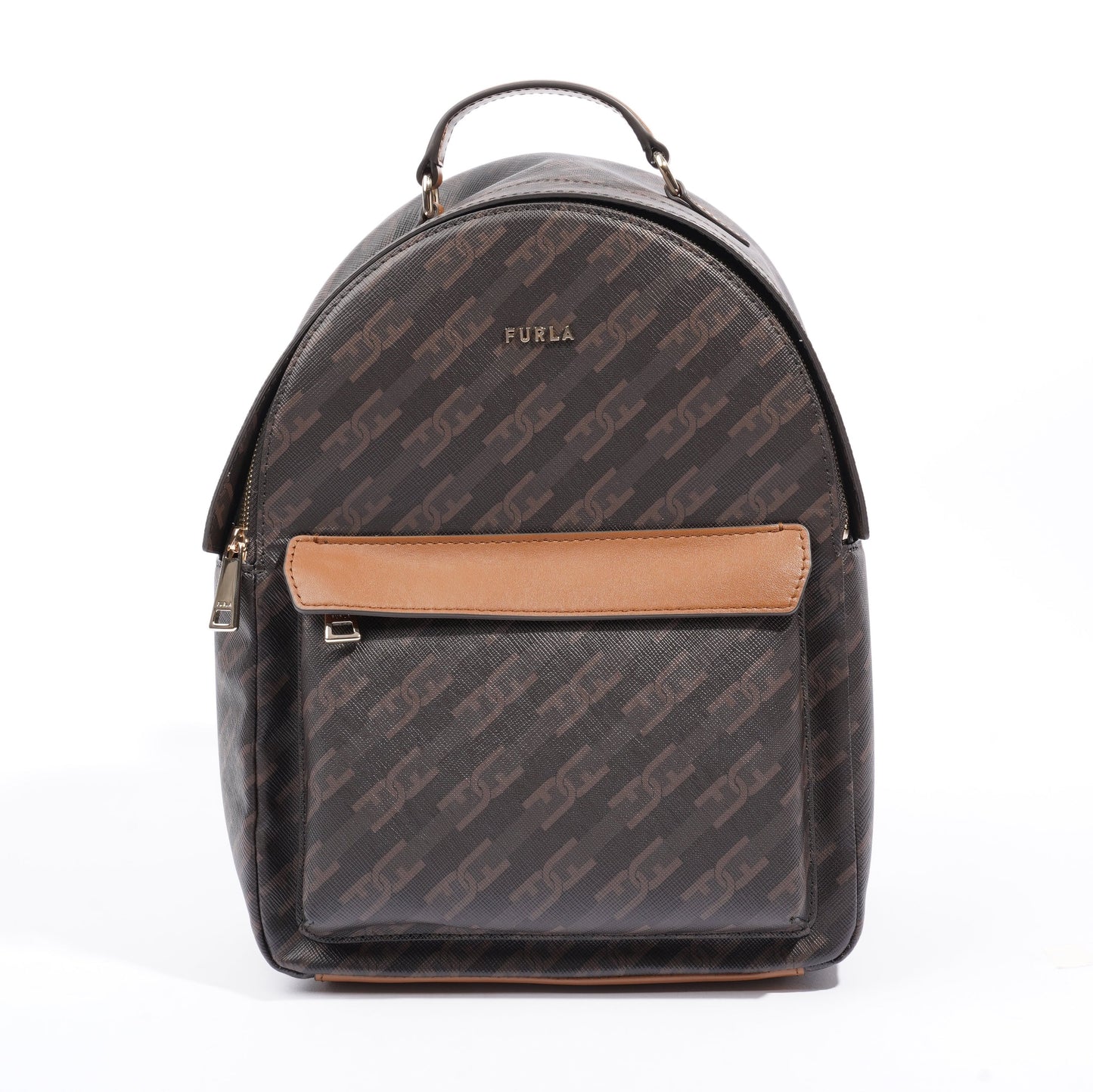 Furla Backpack Black / Brown Coated Canvas