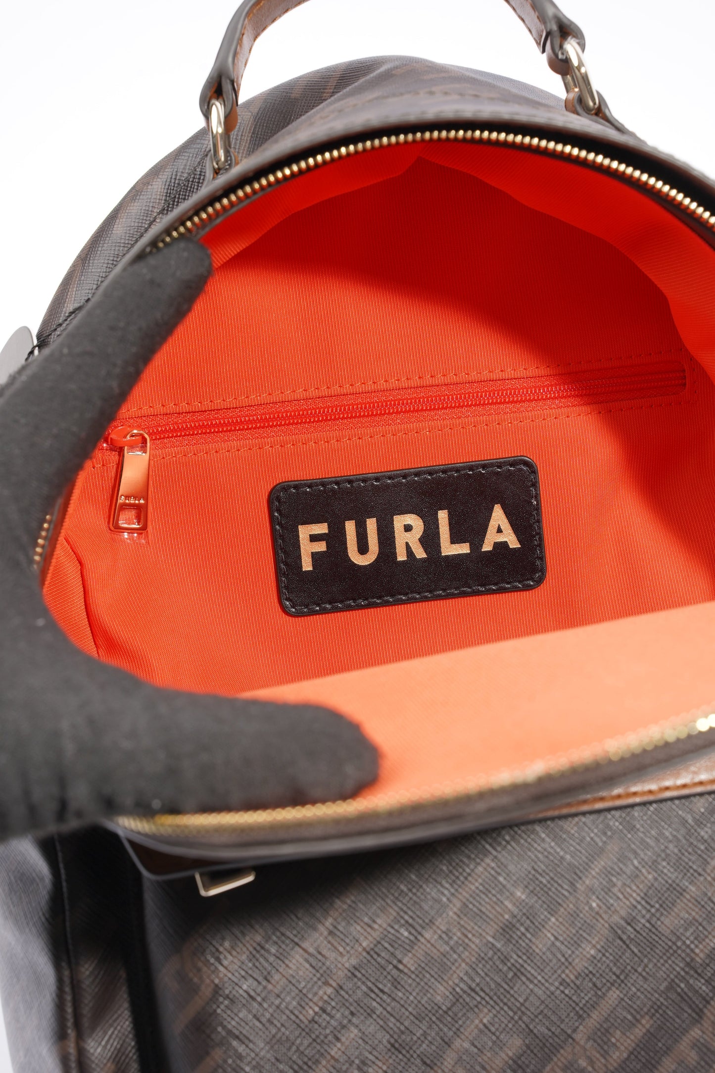Furla Backpack Black / Brown Coated Canvas
