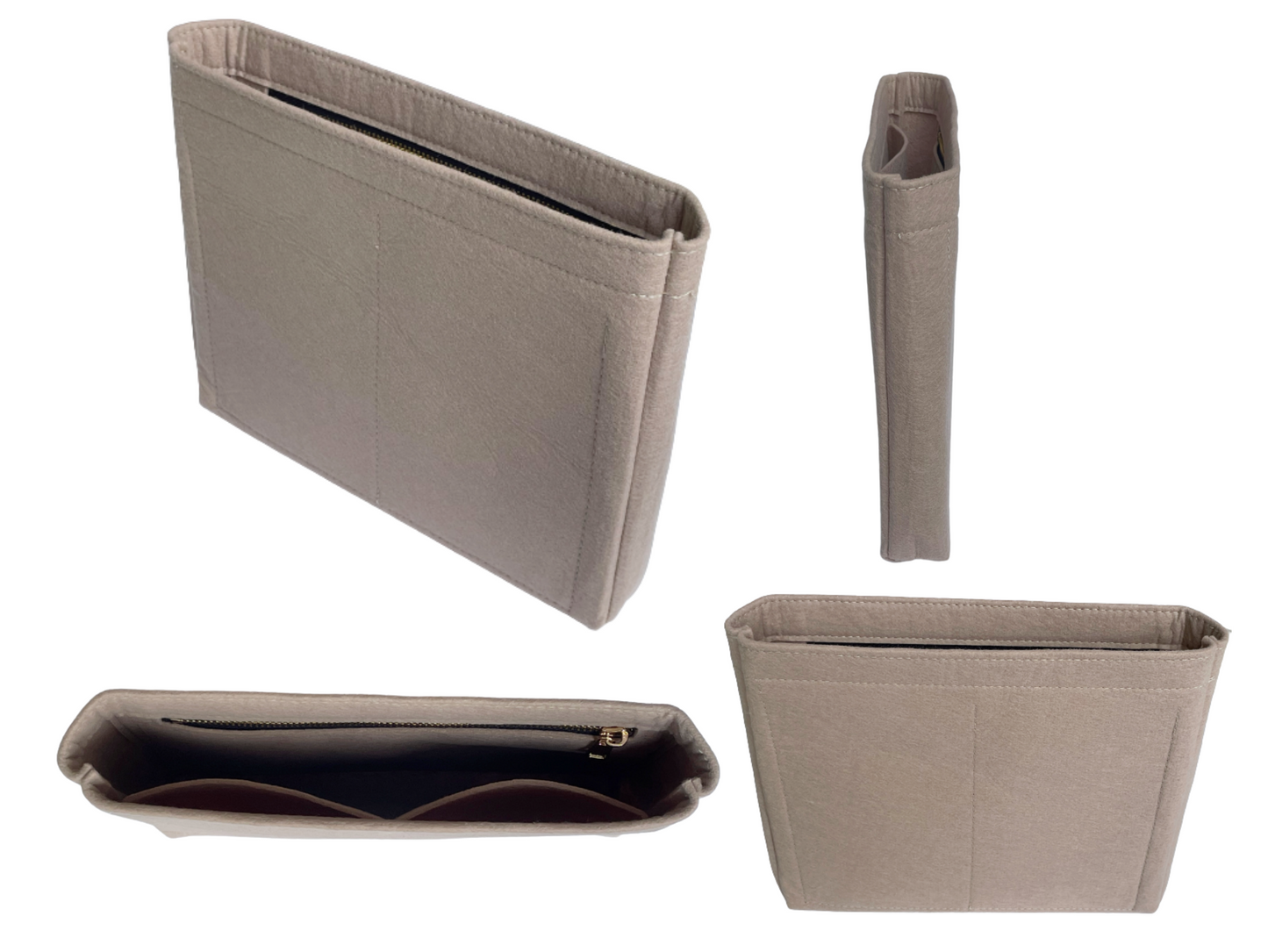 For [19 SHOPPING BAG] Felt Purse Organizer Shaper Liner Protector Lining Tote Bag Insert (Slim with Zipper)