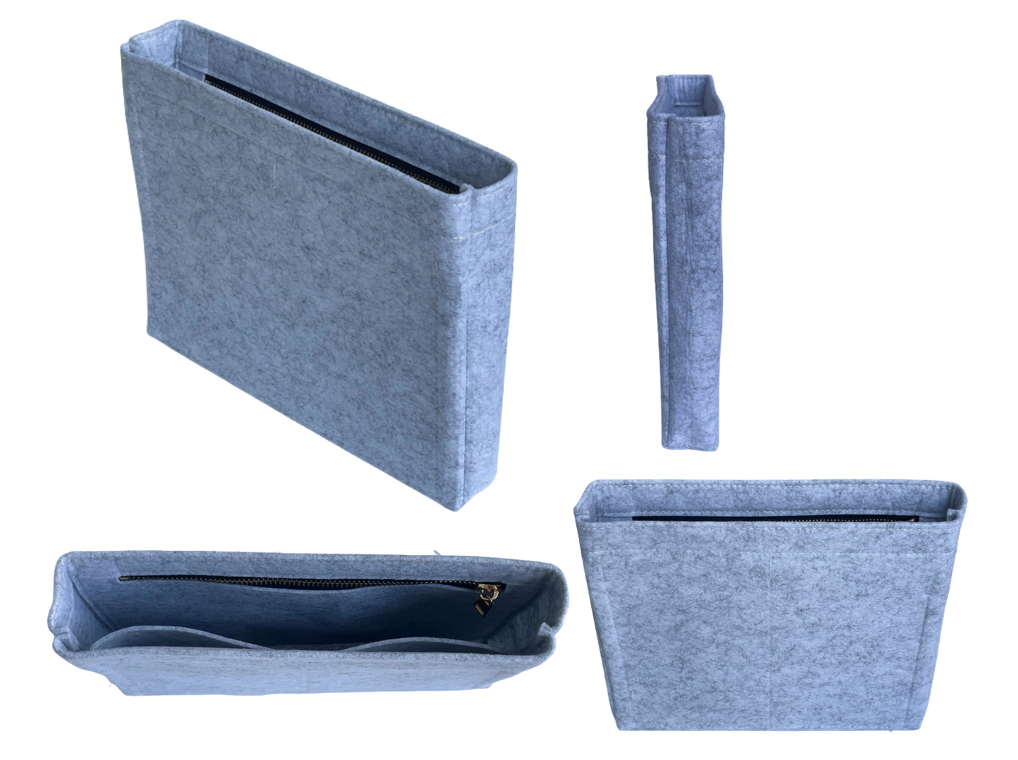 For [19 SHOPPING BAG] Felt Purse Organizer Shaper Liner Protector Lining Tote Bag Insert (Slim with Zipper)