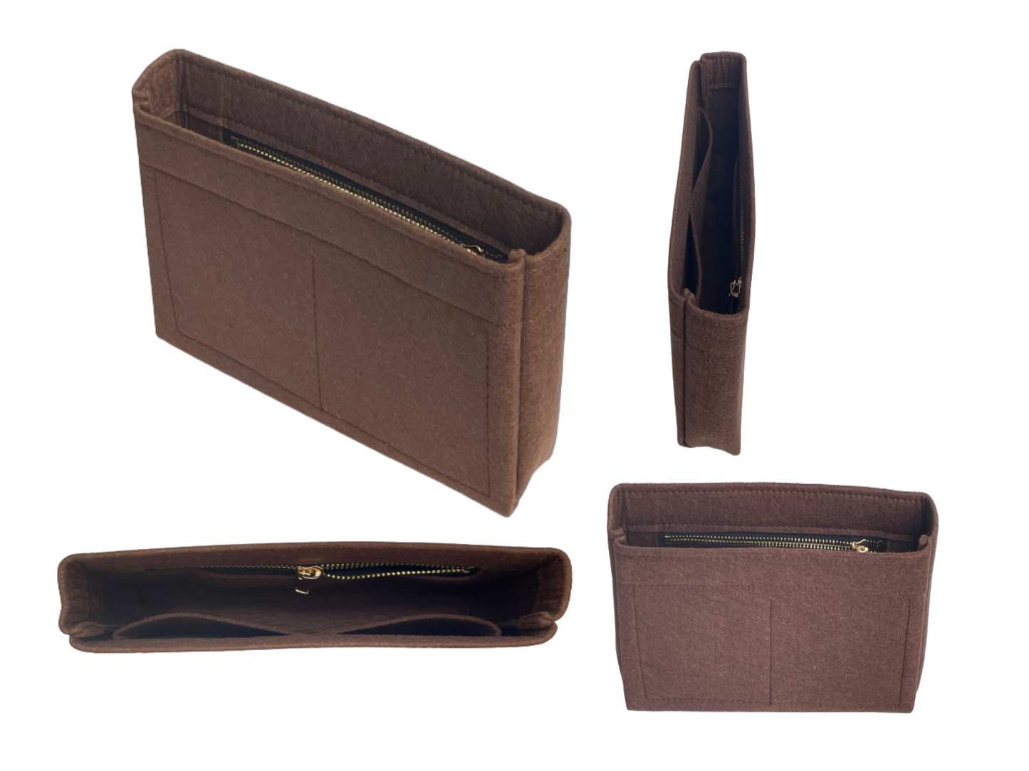 For [19 SHOPPING BAG] Felt Purse Organizer Shaper Liner Protector Lining Tote Bag Insert (Slim with Zipper)