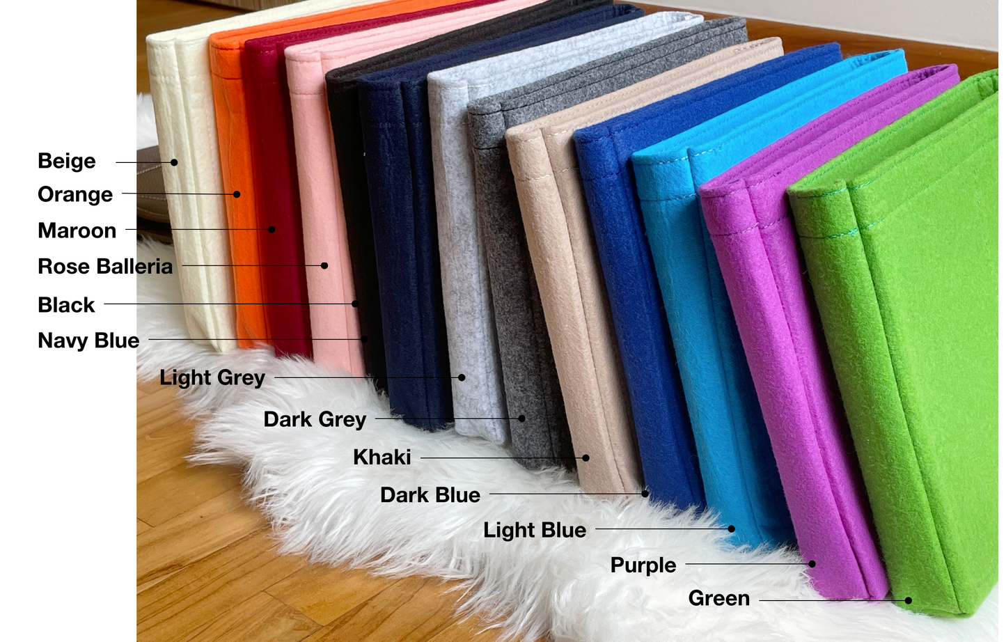 For [19 SHOPPING BAG] Felt Purse Organizer Shaper Liner Protector Lining Tote Bag Insert (Slim with Zipper)