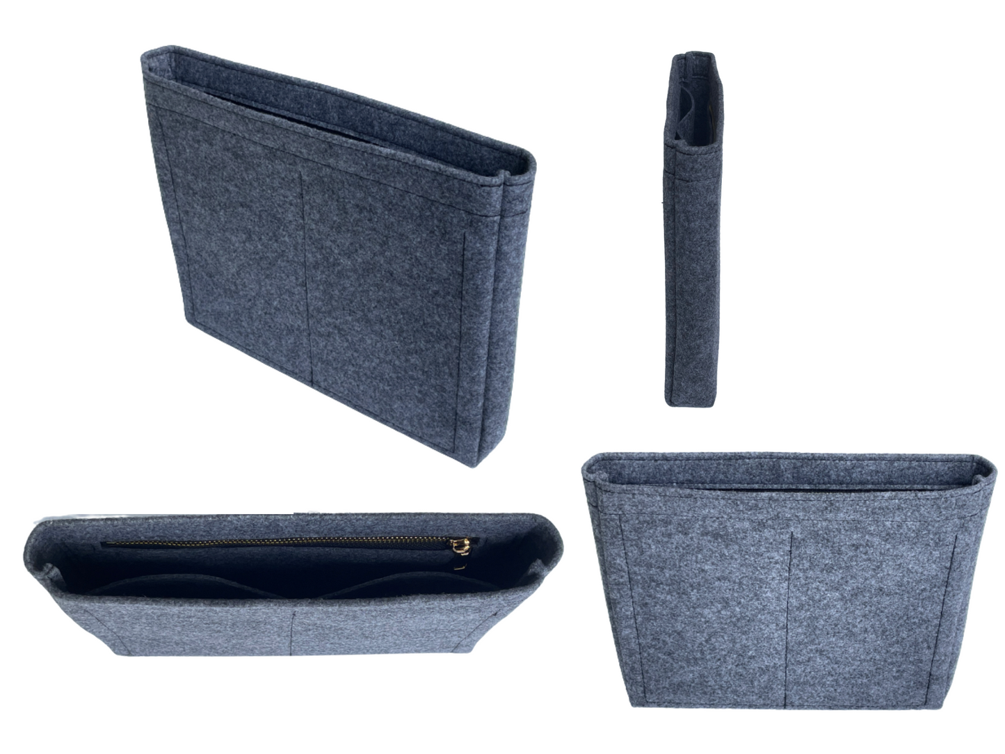 For [19 SHOPPING BAG] Felt Purse Organizer Shaper Liner Protector Lining Tote Bag Insert (Slim with Zipper)