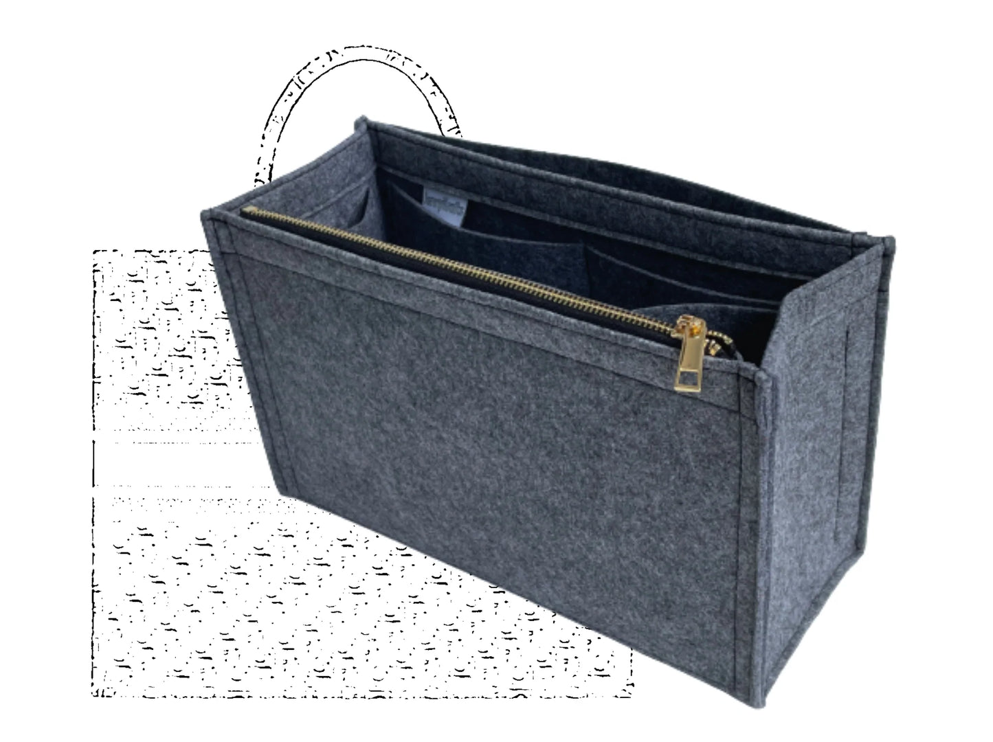 For [Large Book Tote Bag] Felt Insert Organizer Liner (Type X)