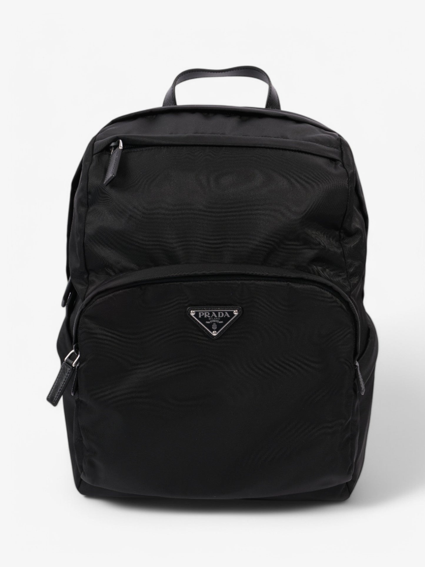 Prada Triangle Logo Backpack Black Re Nylon