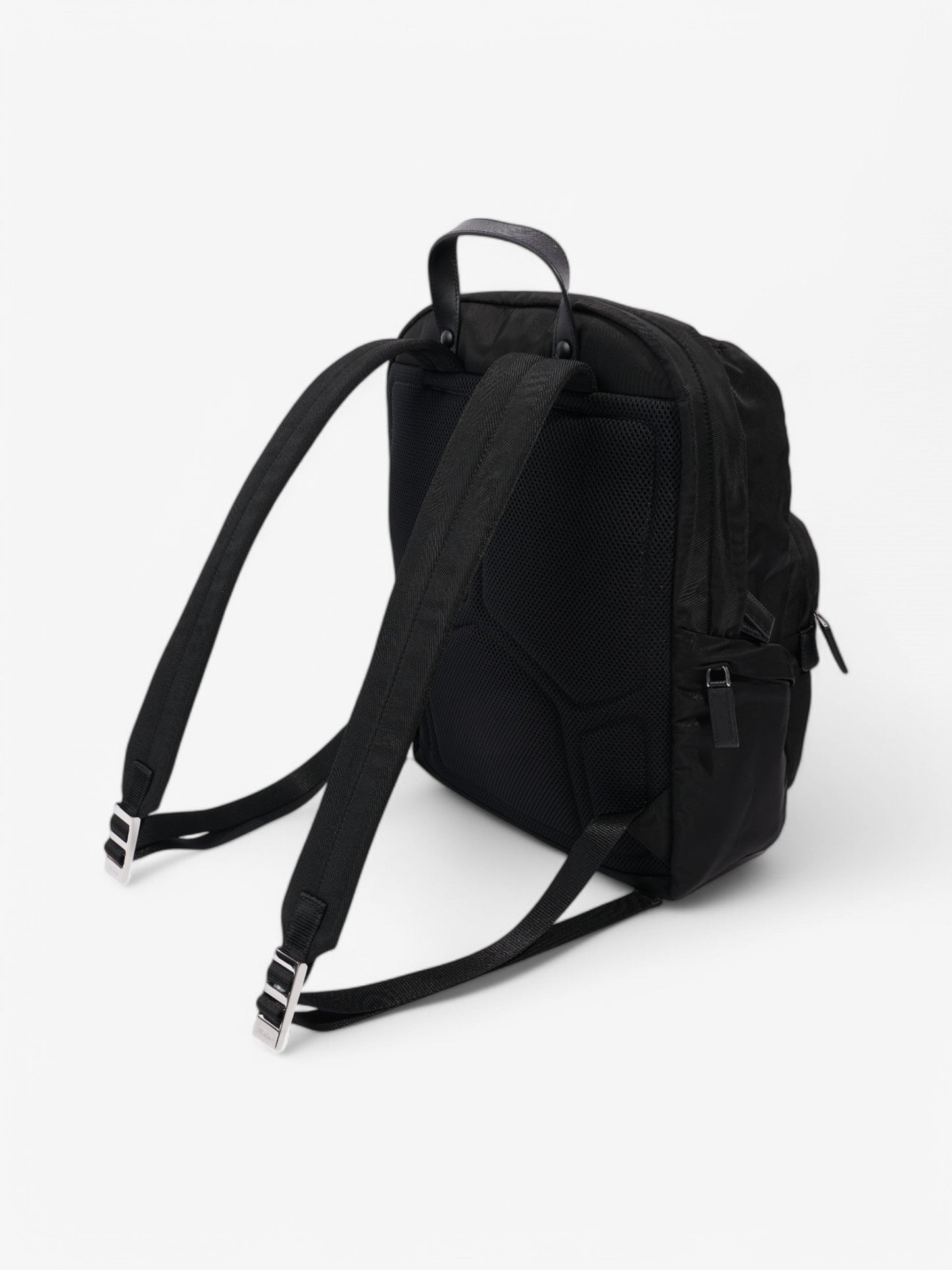 Prada Triangle Logo Backpack Black Re Nylon