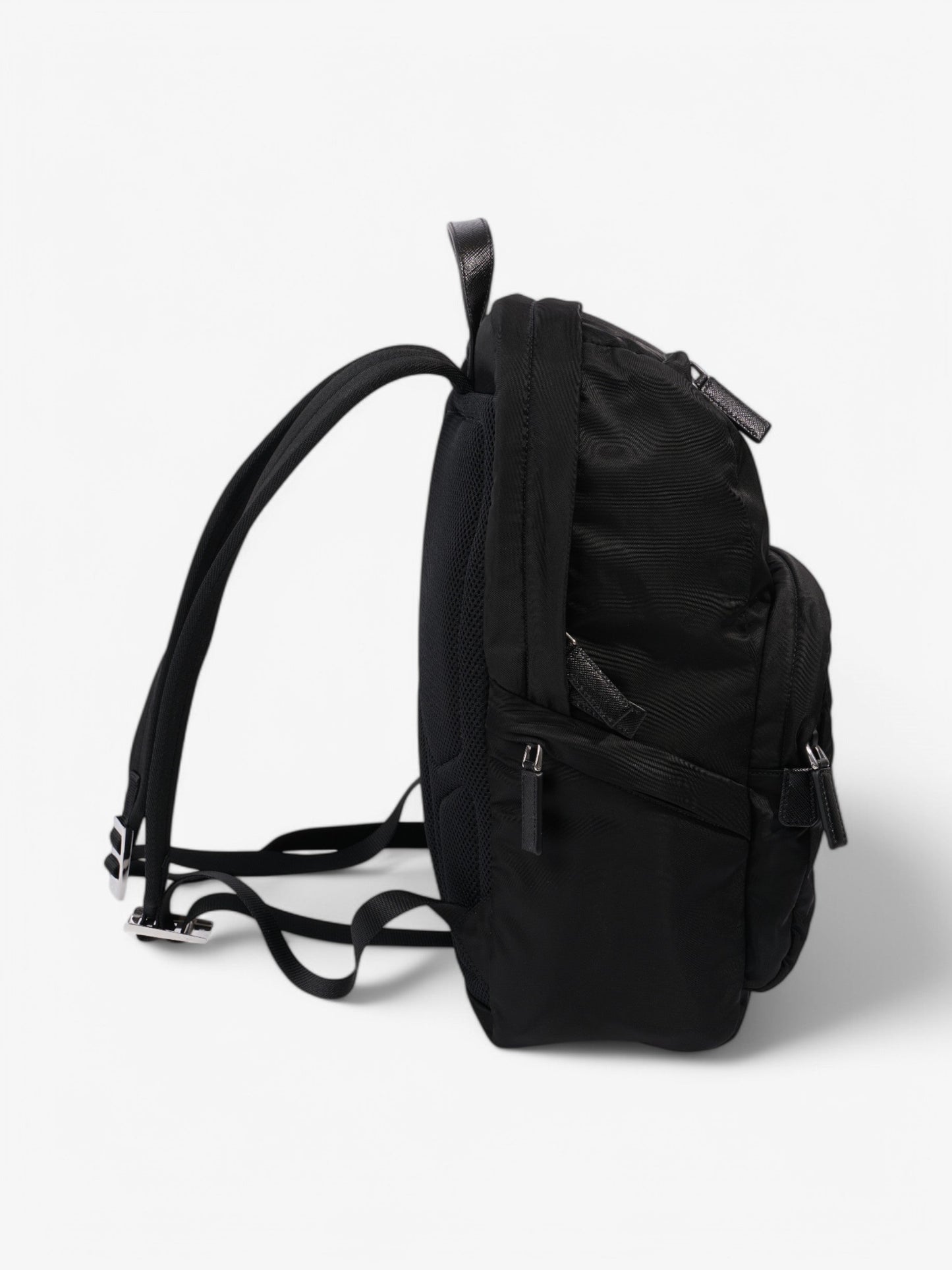 Prada Triangle Logo Backpack Black Re Nylon