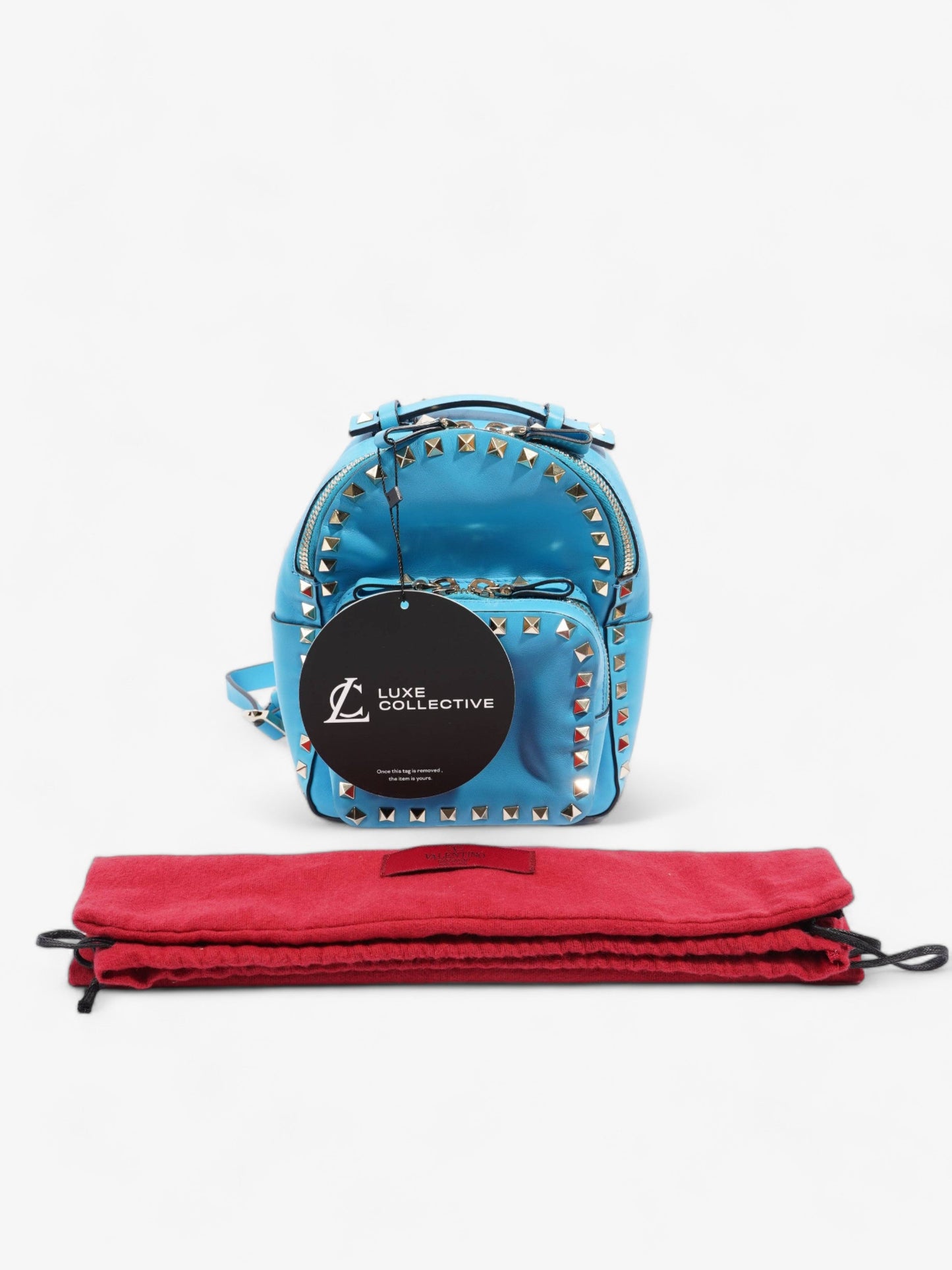 Rockstud Backpack Blue Leather Mini