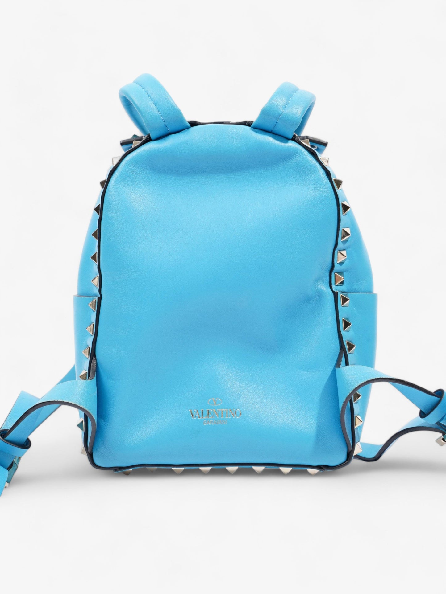 Rockstud Backpack Blue Leather Mini
