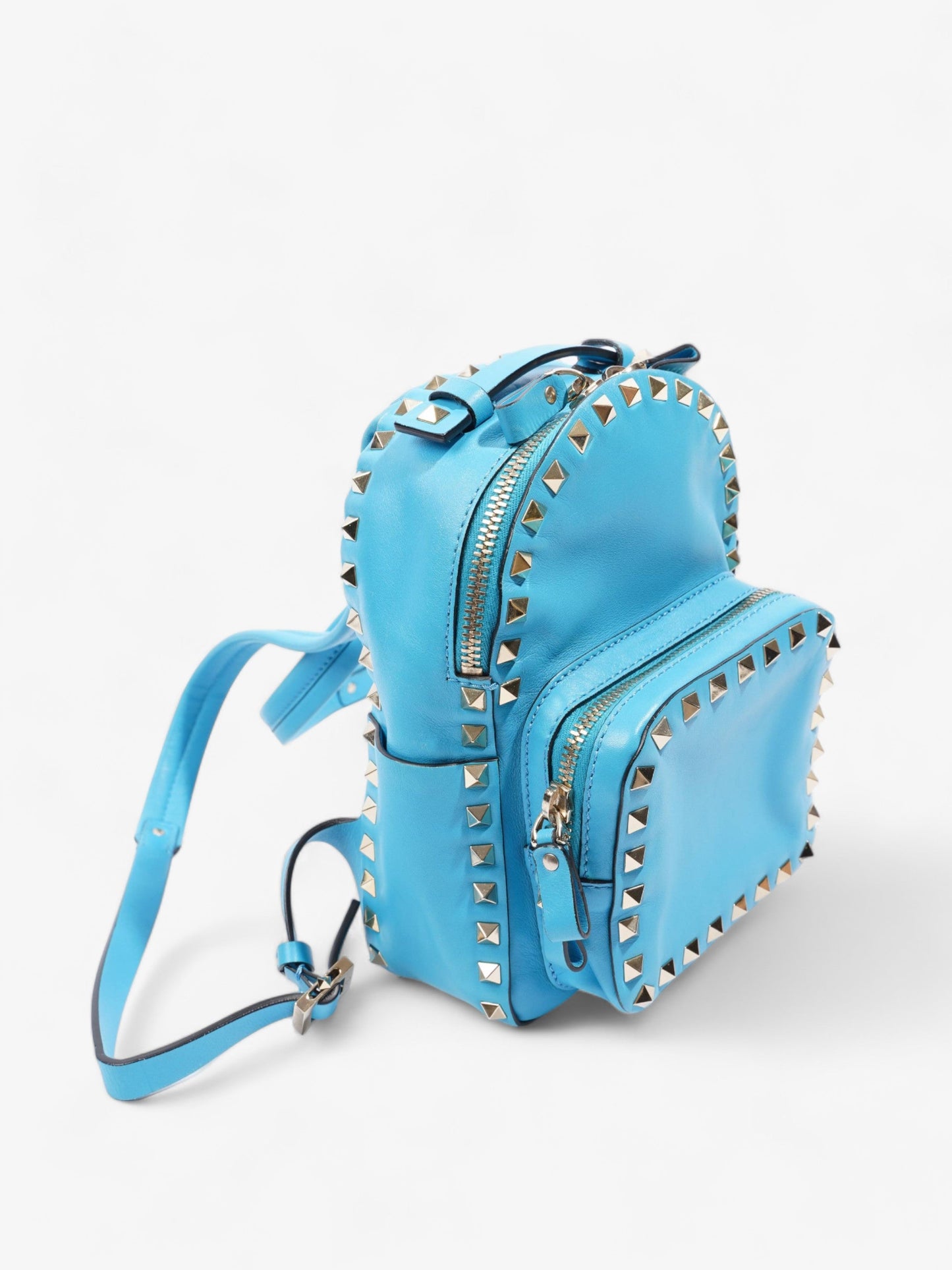 Rockstud Backpack Blue Leather Mini