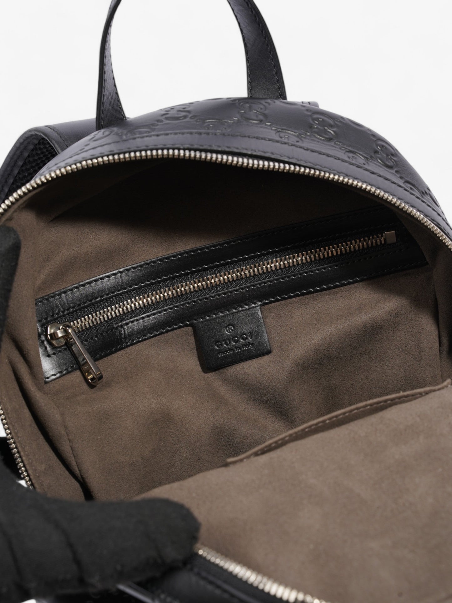 Gucci Signature Backpack Black Embossed Leather Small