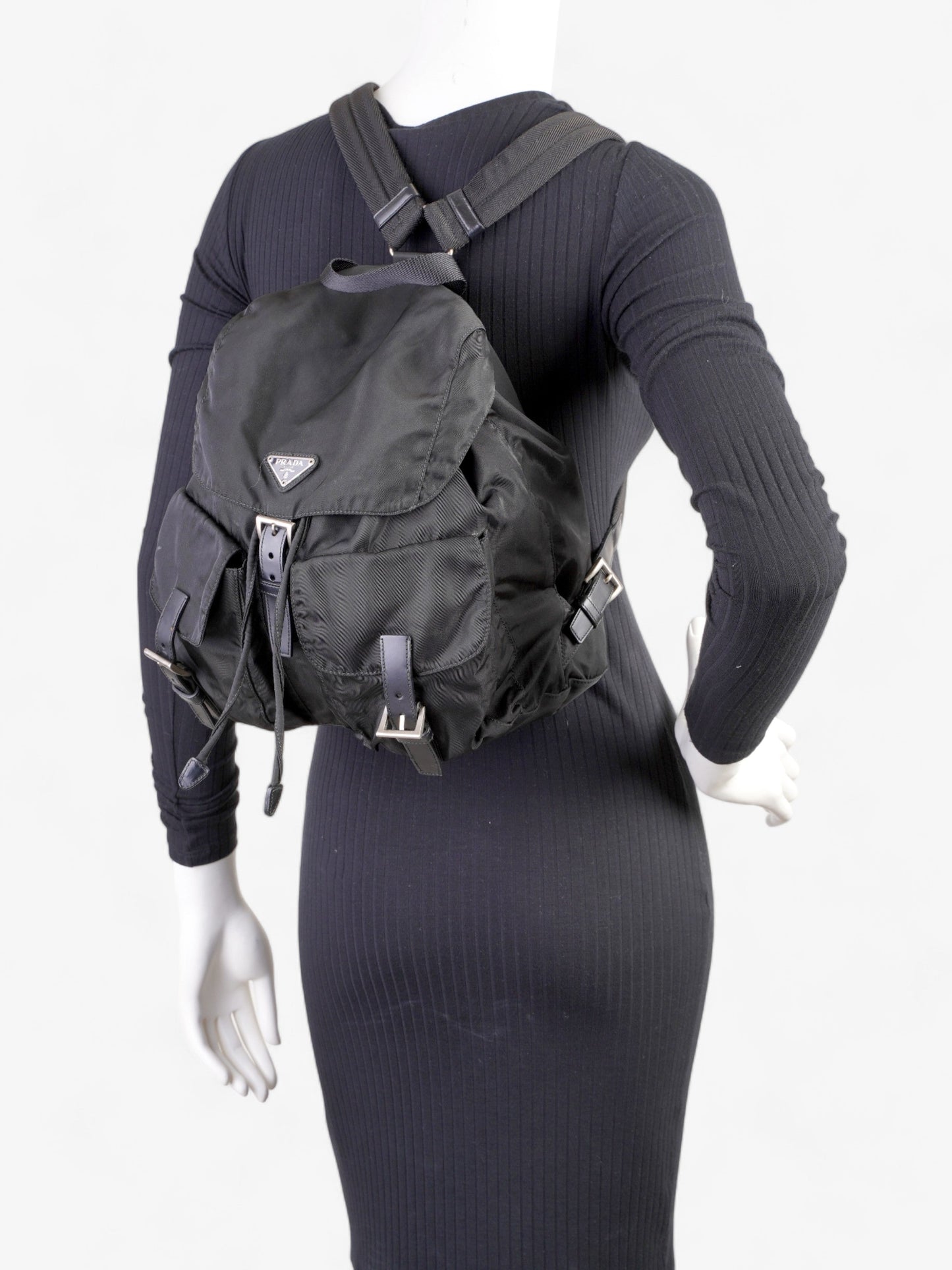 Tessuto Backpack Black Re Nylon Medium