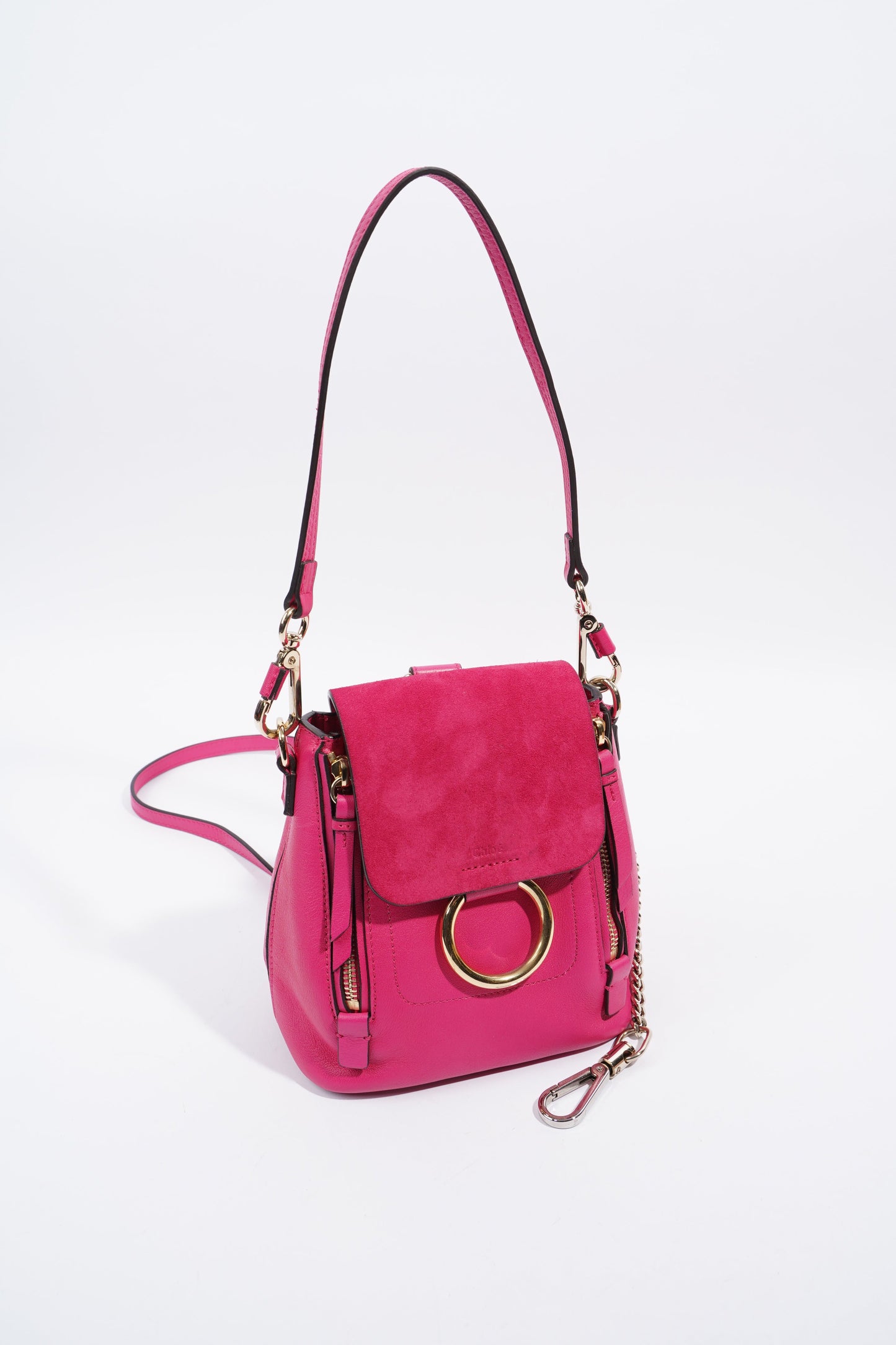 Chloe Mini Faye Backpack Hot Pink Leather