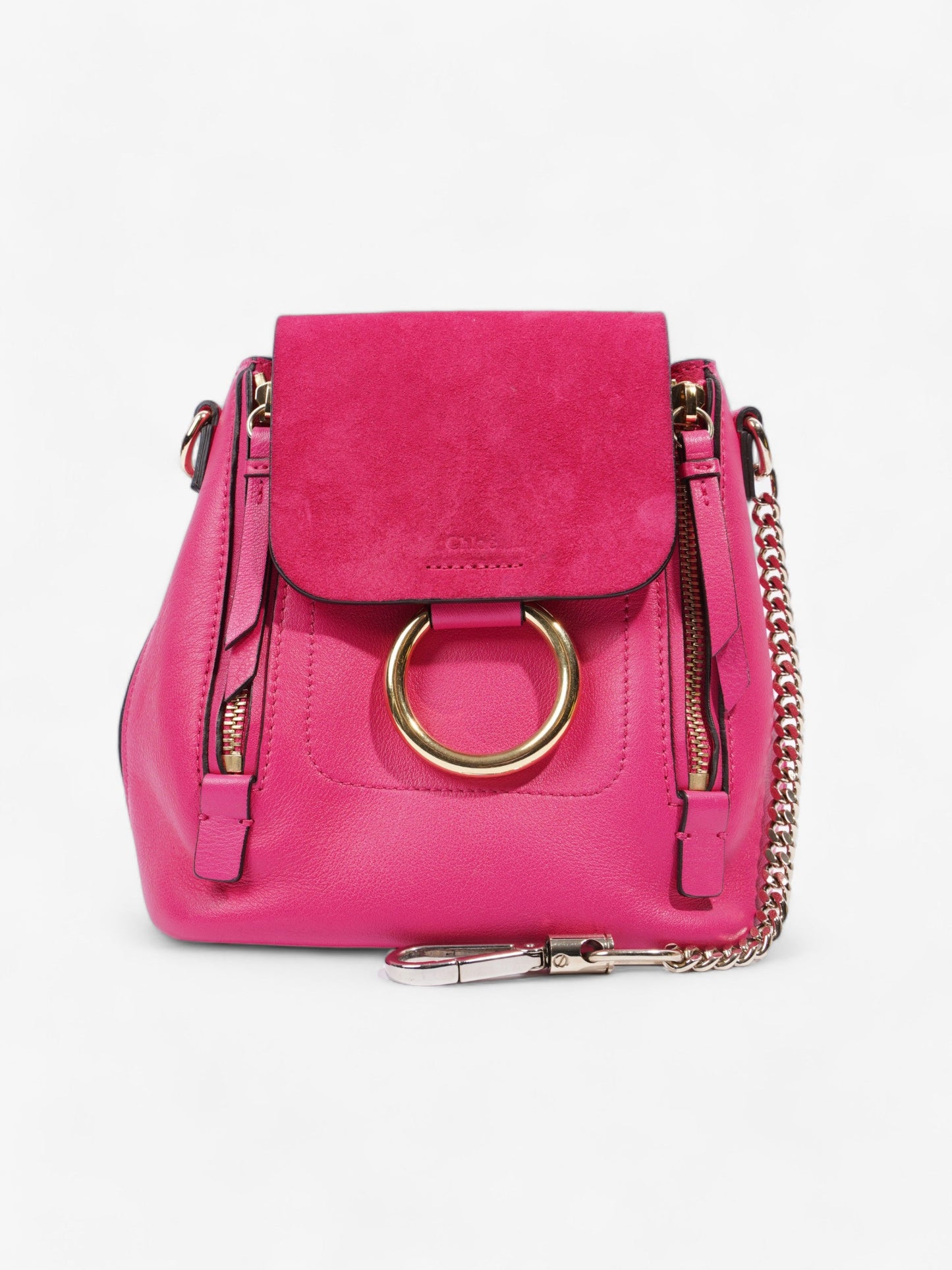 Chloe Mini Faye Backpack Hot Pink Leather