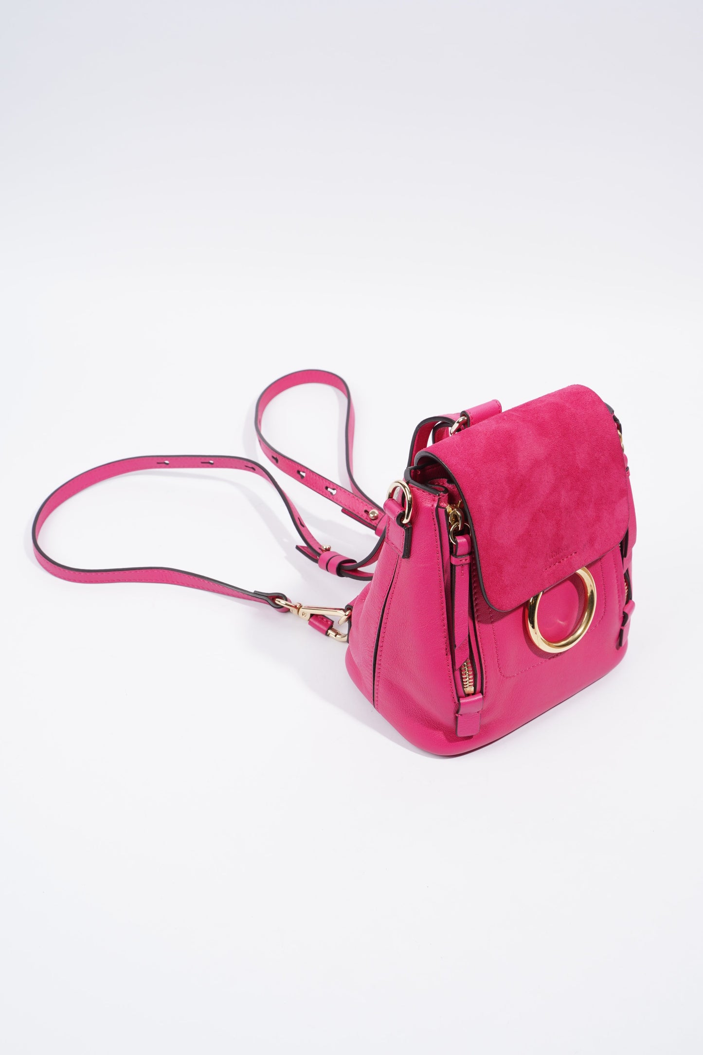 Chloe Mini Faye Backpack Hot Pink Leather