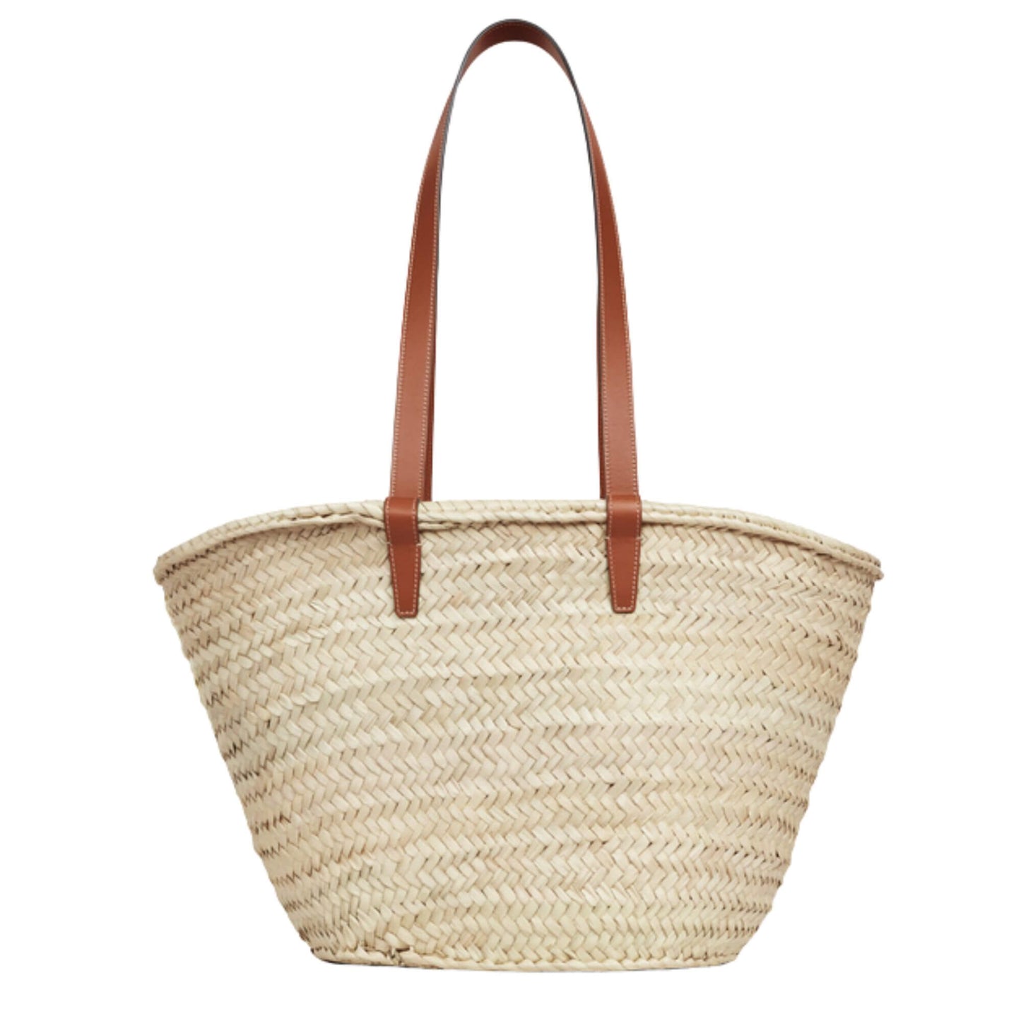 CELINE MEDIUM CLASSIC PANIER IN PALM LEAVES AND CALFSKIN BASKET BAG